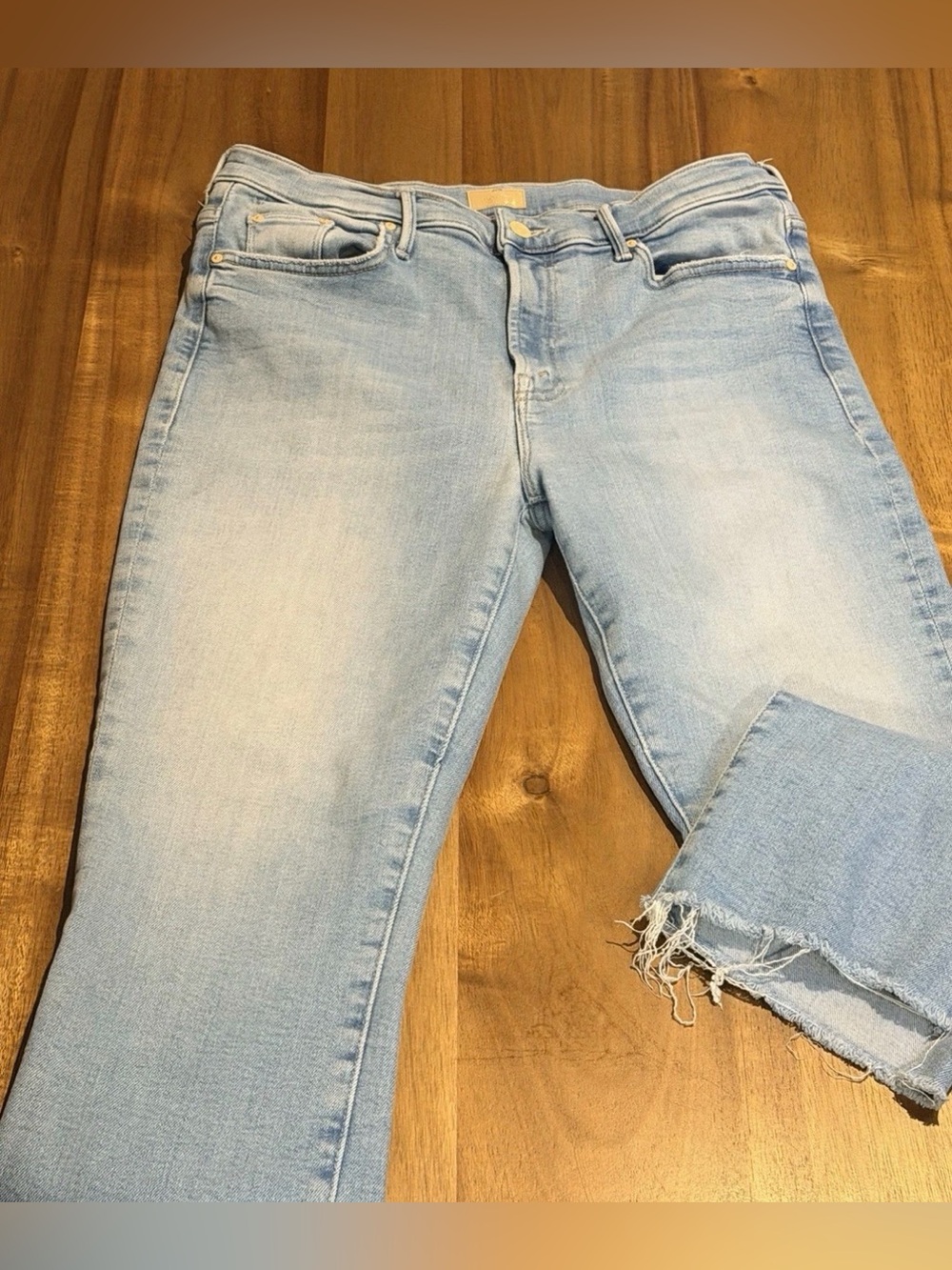 Mother Jeans The Insider Crop Step Fray Limited Edition Light Wash 33